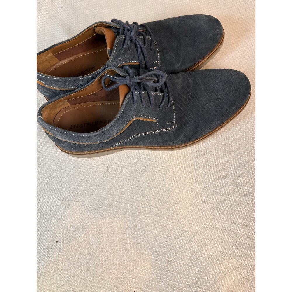 Johnston & Murphy Warner Plain Toe Navy Blue Tumbled Nubuck Suede Leather 9‎ M - Picture 4 of 11